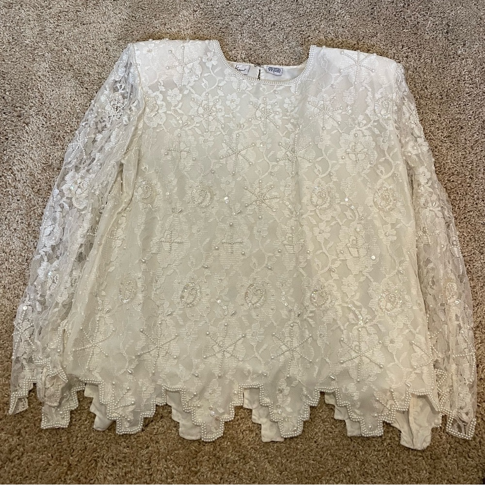 Sequined beaded party top size L